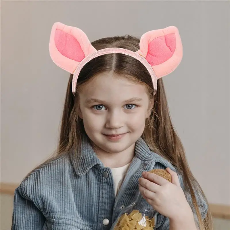 Diadema con orejas de Super cerdo para Halloween, diadema con orejas de cachorro rosa, accesorio de actuación para escenario de pelo, Rosa