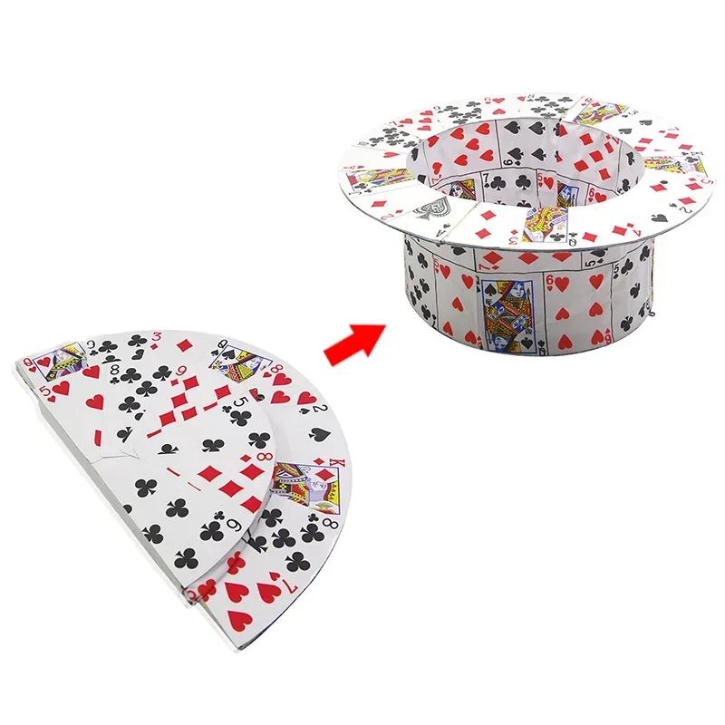 Folding CARD FAN To Card Top Hat Spring Magic Tricks Magician Stage Street Illusions Gimmick Prop Comedy trucos de magia