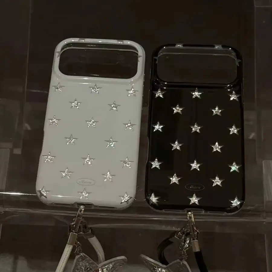 Coque de téléphone coréenne à écran plein laser étoilé brillant pour iPhone Ultra 18 17 AIR 16 15 14 13 12 11 Pro Max Mini Plus Y2K