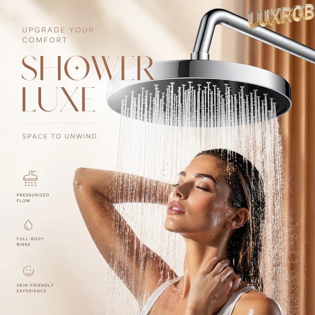 High Pressure Rainfall Shower Head 25CM 9.84Inch Pressurized Ceiling Mount ABS Thickened Super Large Flow Top Spray