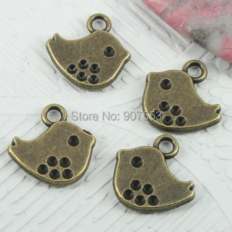 

20pcs 15mm Hole 2.3mm Antiqued Bronze Tone 2sided Bird Design Charms EF0802 Charms for Jewelry Making