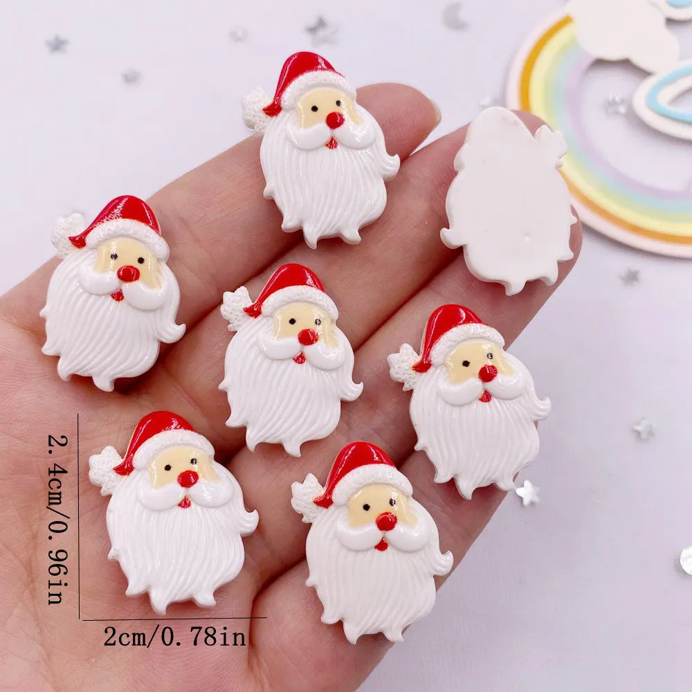 20pcs Colorful Resin Star Hat Santa Claus Flatback Cabochon Stone DIY Scrapbook Figurines Miniature Christmas Accessories Crafts