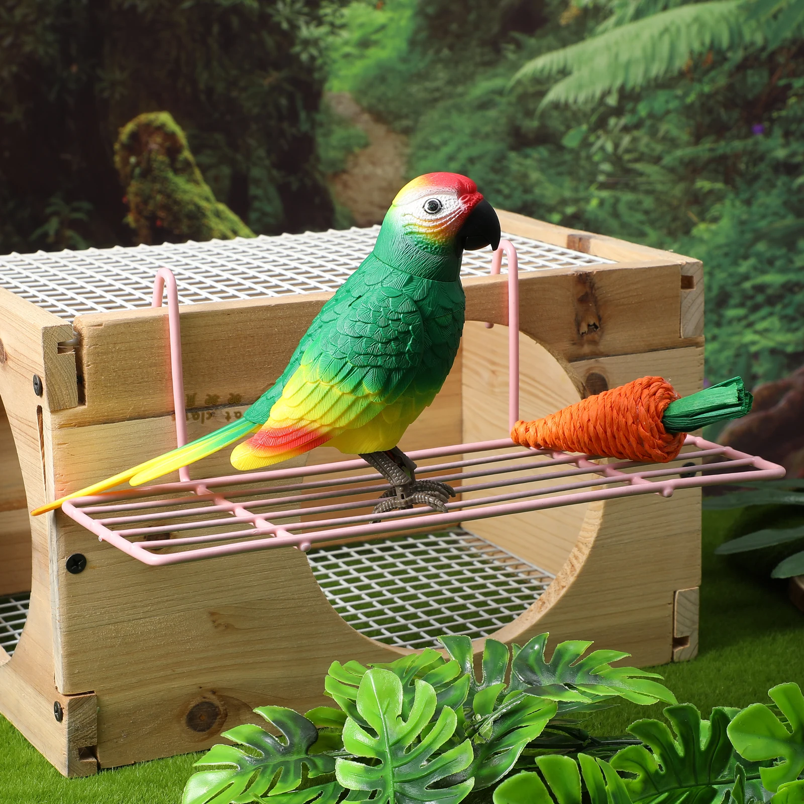 

Parrot Cage Shelf Iron Frame Sturdy Bird Perch Hanging Hooks Easy Installation Durable Metal Platform For Parakeets Cockatiel