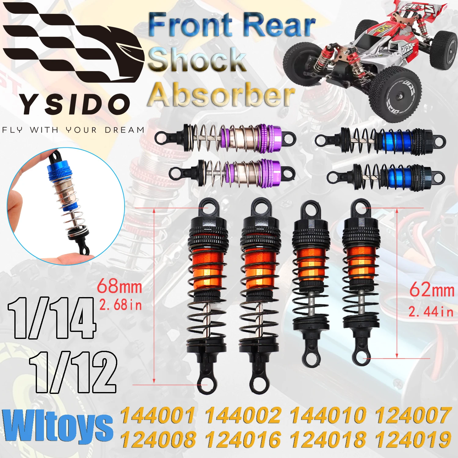 

1/14 1/12 Wltoys 144001 144002 144010 124007 124008 124016 124018 124019 Металлический амортизатор Масляный демпфер RC Запчасти для внедорожных автомобилей