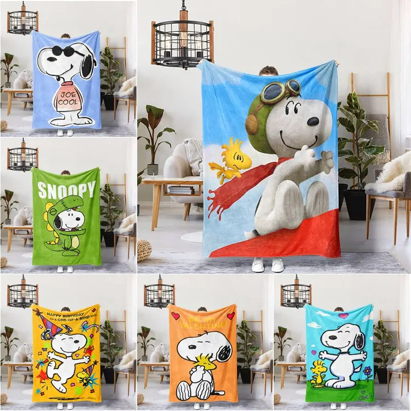 New Snoopy Woodstock Cute cartoon animation soft skin-friendly blanket gift personalized versatile lunch break blanket wholesale