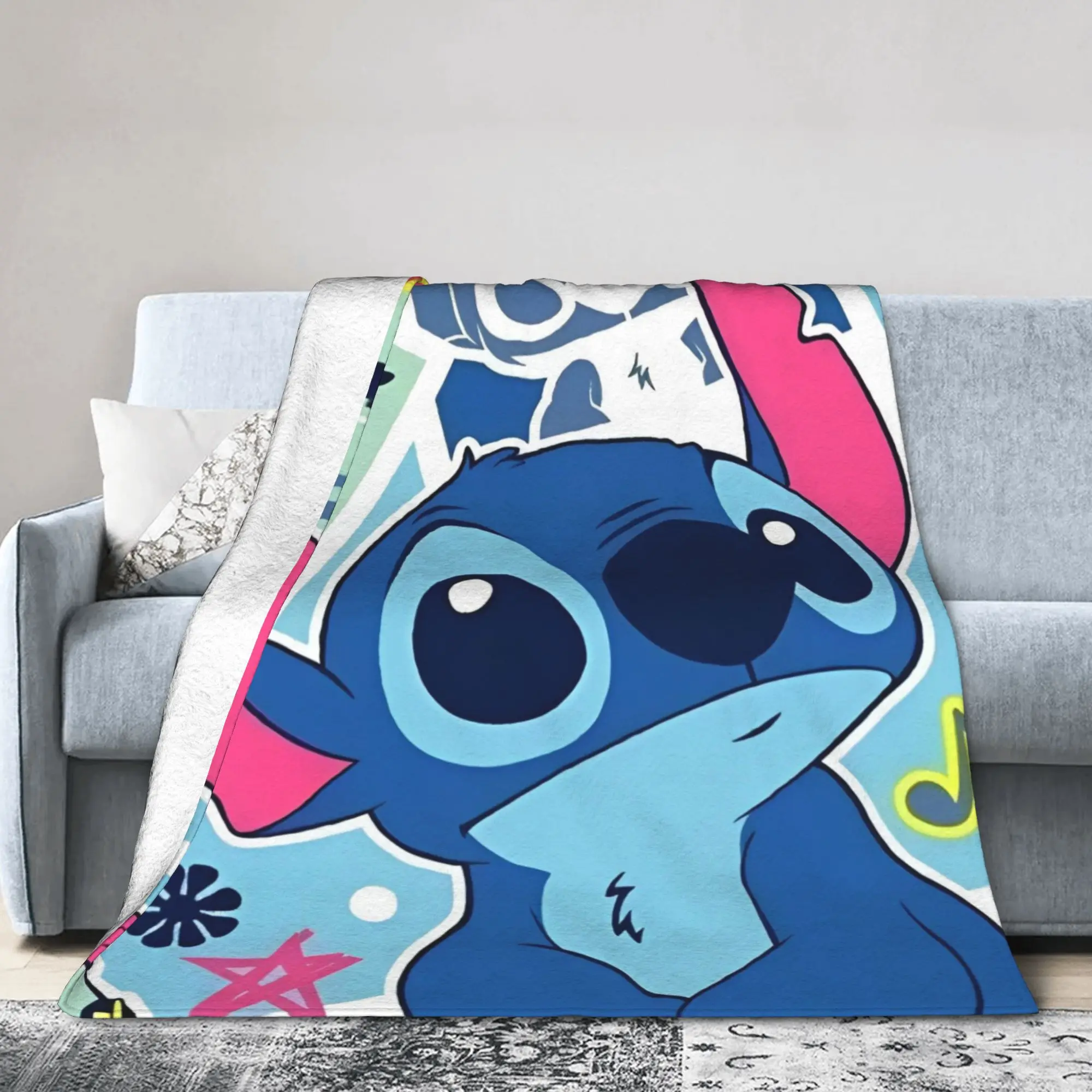 

Stitchs Collages Blankets Velvet Cartoon Anime Super Warm Throw Blanket for Bedding Couch Bedspread