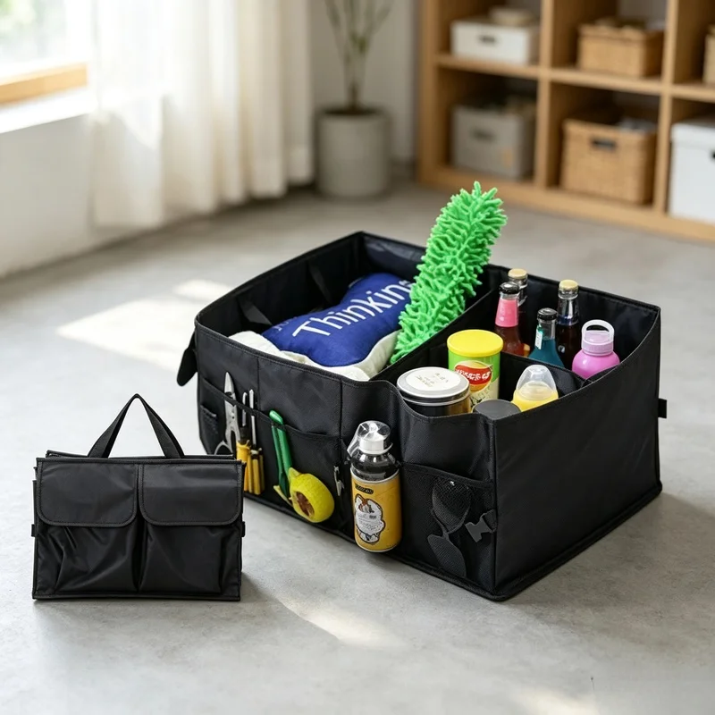 Folding Large Capacity Car Trunk Storage Box Multi‑Functional Cargo Container for Car Camping Picnic Household