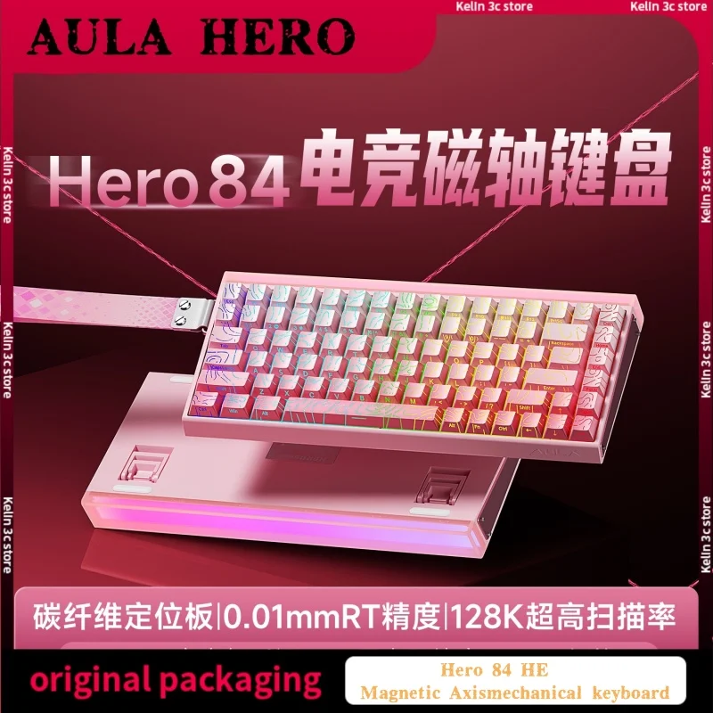 

Aula Hero84he Magnetic Axis Keyboard 0.01 Rt 8k Return Rate Carbon Fiber Positioning Plate Rgb Backlight Competitive Gaming
