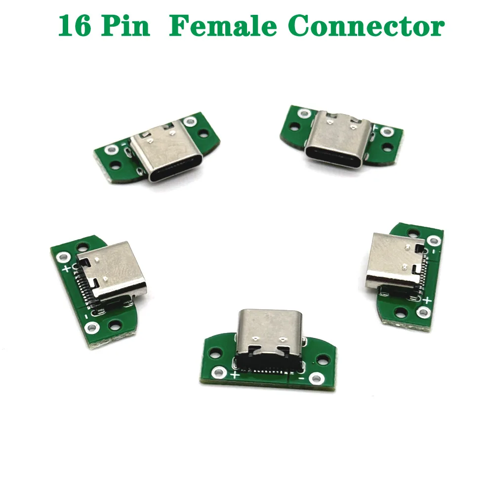 USB 3.1 type c Female Connectors Jack Tail 16pin usb Male Plug Electric Terminals welding DIY data cable Support PCB Board