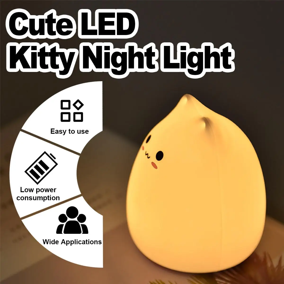 Nice 7 cores led night light sensor de toque-luz noturna lâmpada quarto rgb dormir gato toque silicone sensor interno bonito silicone l