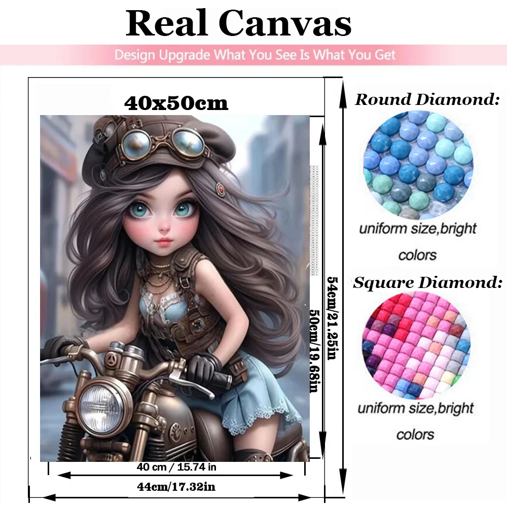 DIY Square Mosaic Diamond Painting 5D African Cool Sister Elf Girl Motorcycle Cross Stitch Full Rhinestone Bead Embroidery Y1390