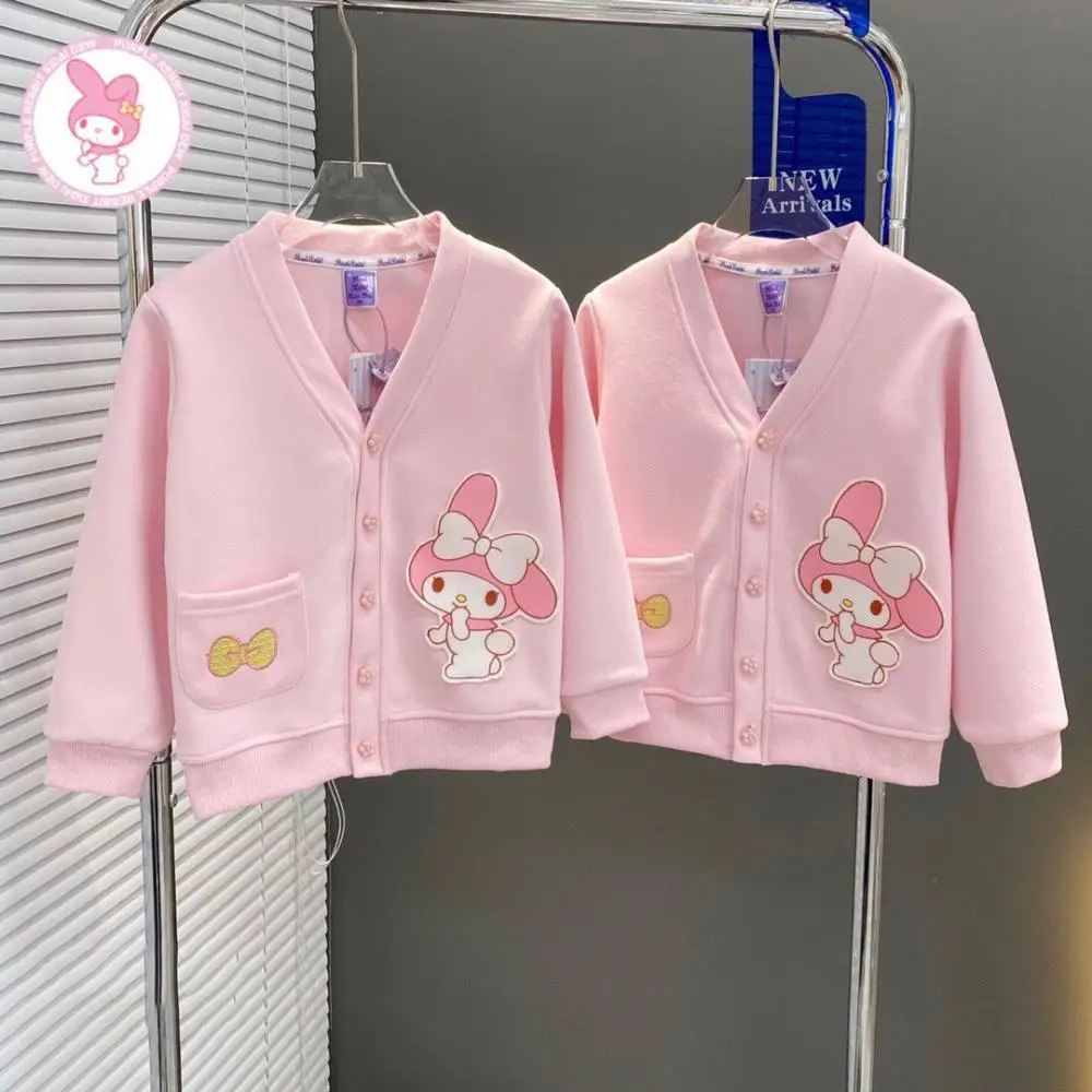 Sanrio minha melodia cinnamoroll kuromi meninas casaco crianças dos desenhos animados anime bonito manga longa térmica superior primavera outono roupas infantis