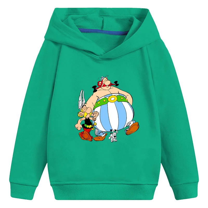 Felpe con cappuccio per bambini le avventure di Asterix e Obelix Cartoon Funny Boys felpe abbigliamento per ragazze Pullover per bambini top, KMT5448