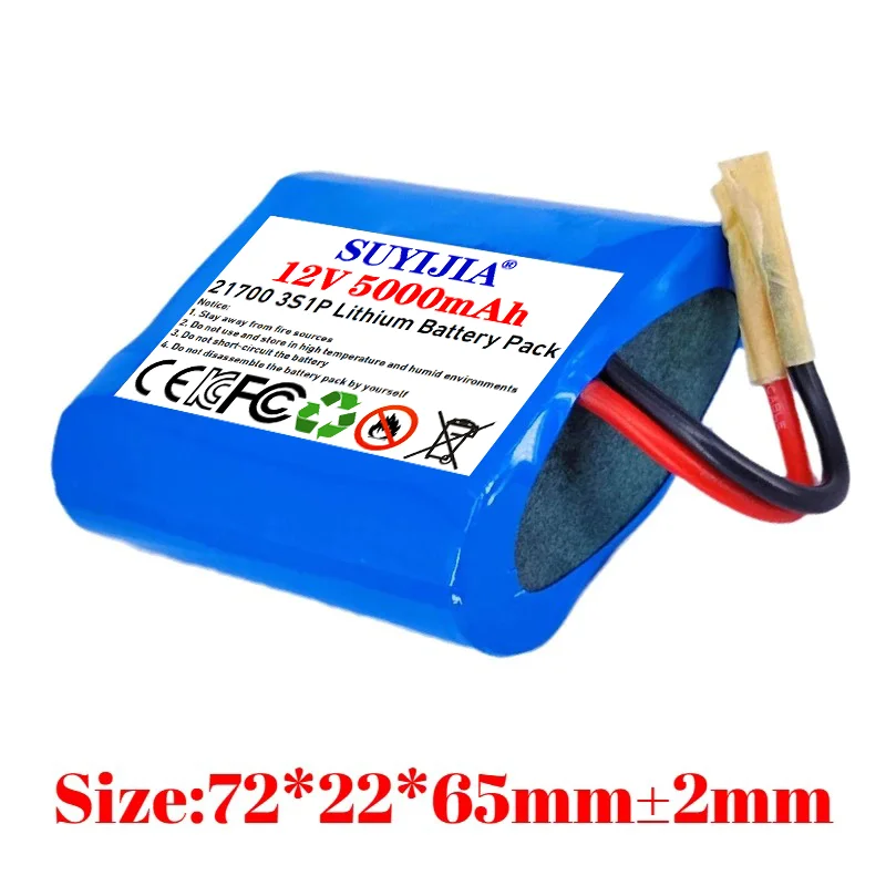 

Литий-ионный аккумулятор 21700, 12В, 5000мАч, для 12.6В колонок, радиоприемников с резервным питанием, косметических приборов и умных мусорных баков