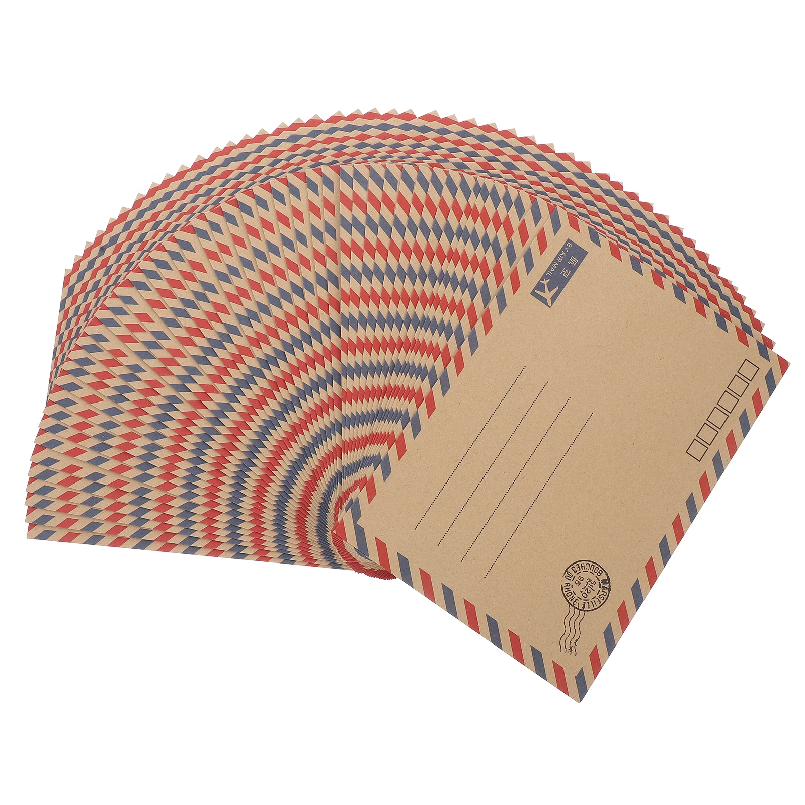 48 個ヴィンテージ封筒クラフト紙航空便文具セットカードはがき便箋結婚式招待状