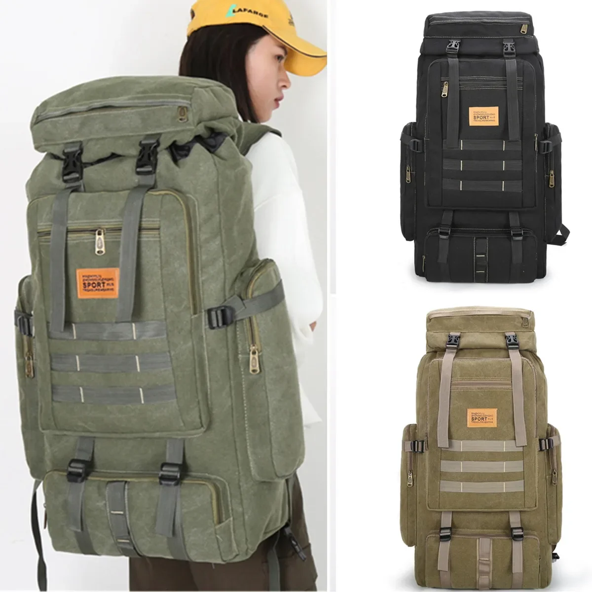 80L 3 colori opzionale grande borsa militare zaino in tela borse tattiche campeggio escursionismo zaino escursionismo zaino escursionismo