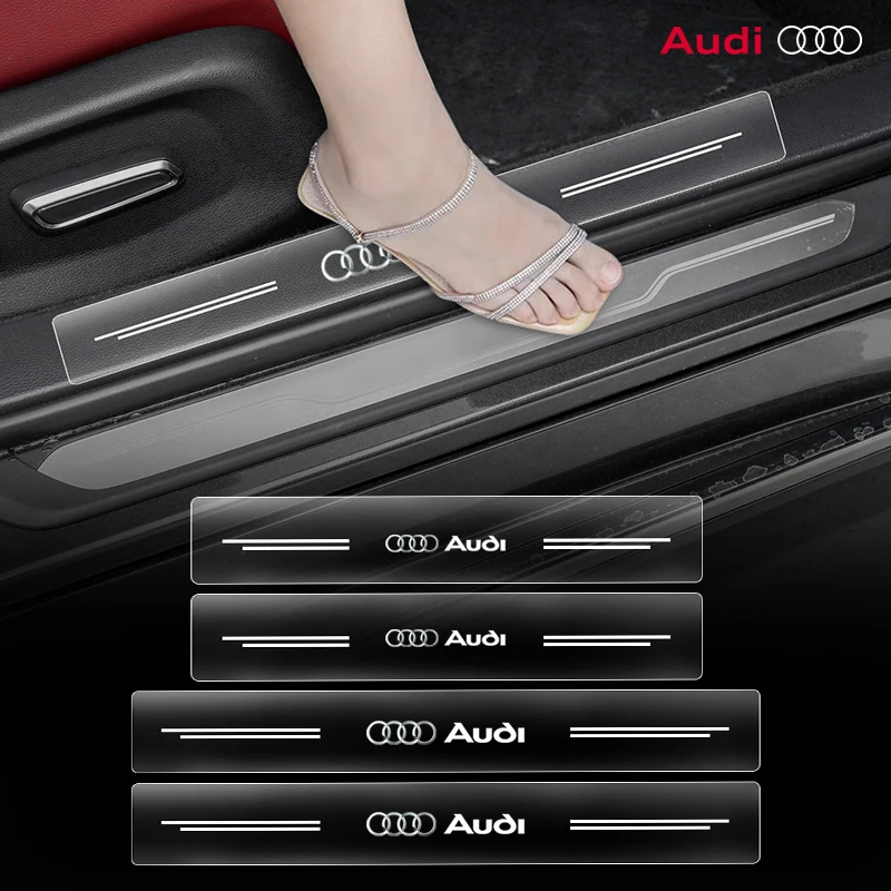 4Pcs Car Threshold Strip Transparent Sticker For Audi Sline TT Q2 Q3 Q5 Q7 Q8 A3 A4 A5 A6 A7 R8 B5 B6 B7 B8 C5 C6 C7 V8 S8