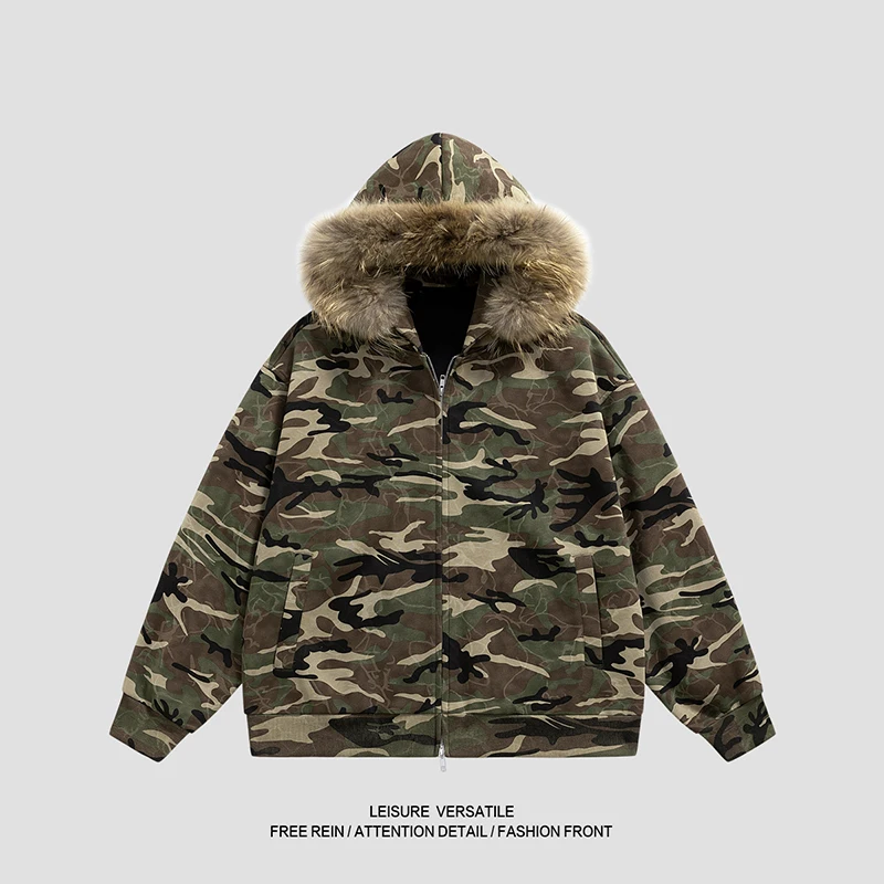 

Уличная мужская модная брендовая толстовка с капюшоном, повседневная спортивная куртка для бега, стильная модная камуфляжная толстовка с меховым воротником, куртка с капюшоном
