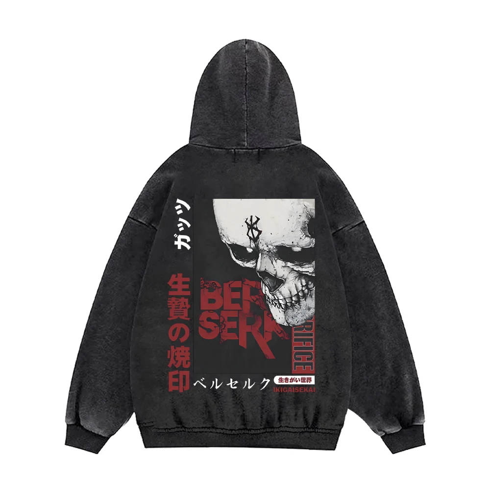 

Berserk Anime Hoodies 100_Cotton Men Women Gothic Manga Hooded Pullover Casual Sweatshirts Vintage Streetwear Men's Clothing