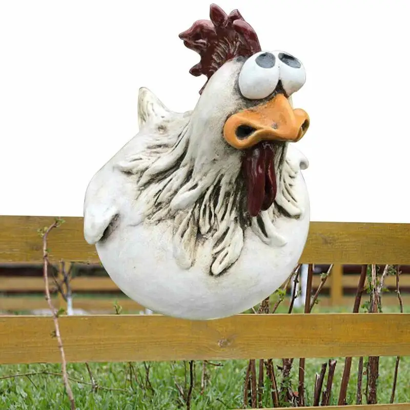 

Chicken Fence Decoration Garden Statue Rooster Figurine Garden Statues For Fences Or Any Flat Surface Rooster Statues Yard Art