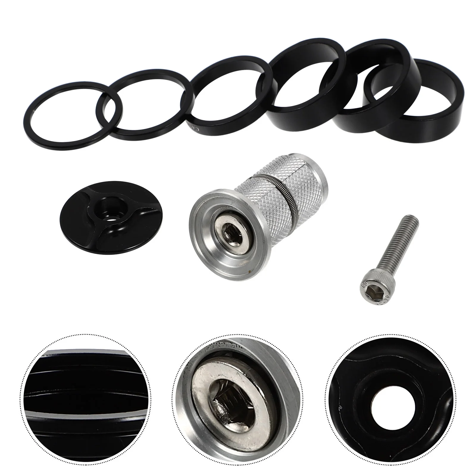 

1 Set Front Fork Washer Gasket Replacement Cycling Accessory Bike Installation Tool Durable Aluminum Alloy Headset Spacer Bowl
