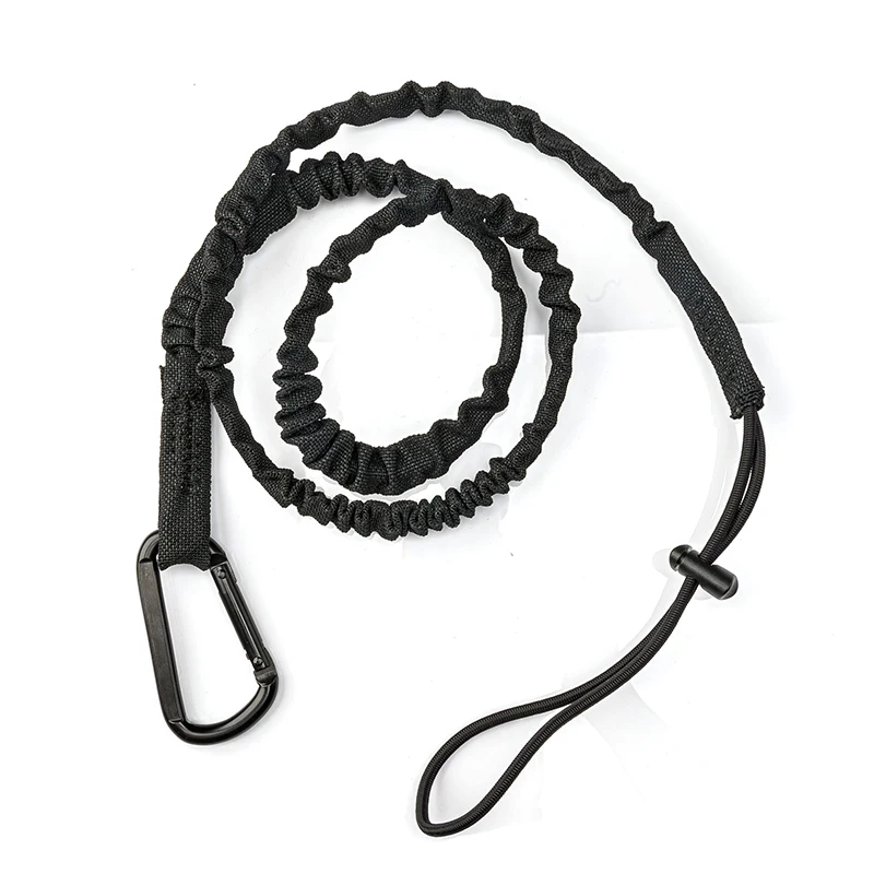 

High Quality Bungee Tether Retractable Tool Lanyard with Aluminum Hook Black Standard Single Carabiner Tool
