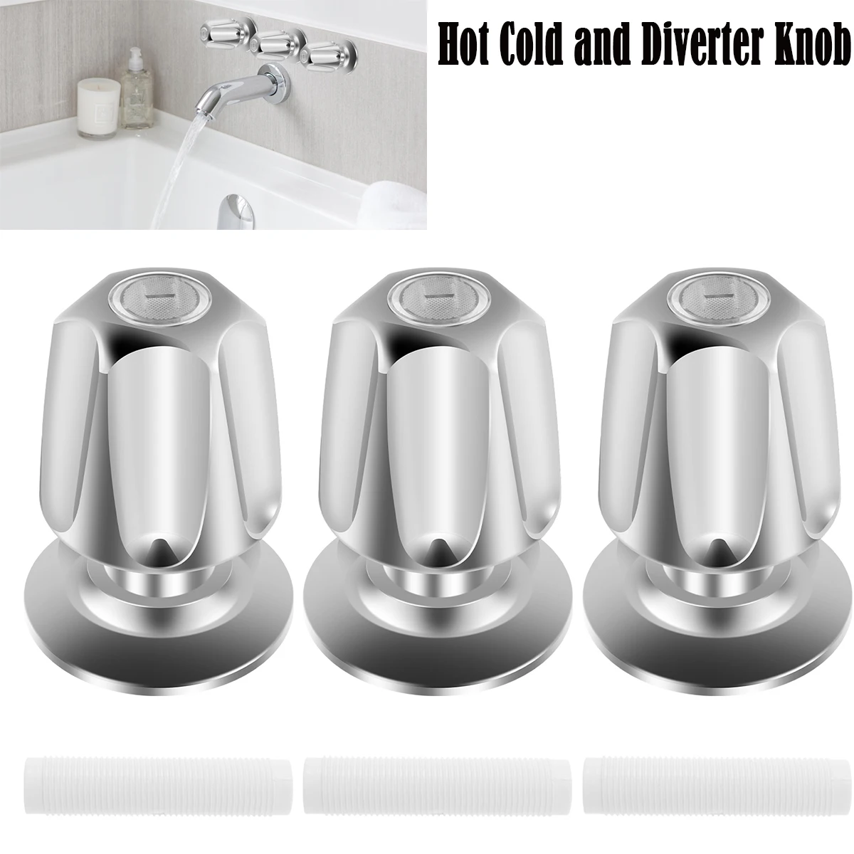 

3 шт., замена ручки для душа для Verve из цинкового сплава, ручка для смесителя для душа, ручка для смесителя для ванны, ручка для горячей и холодной воды