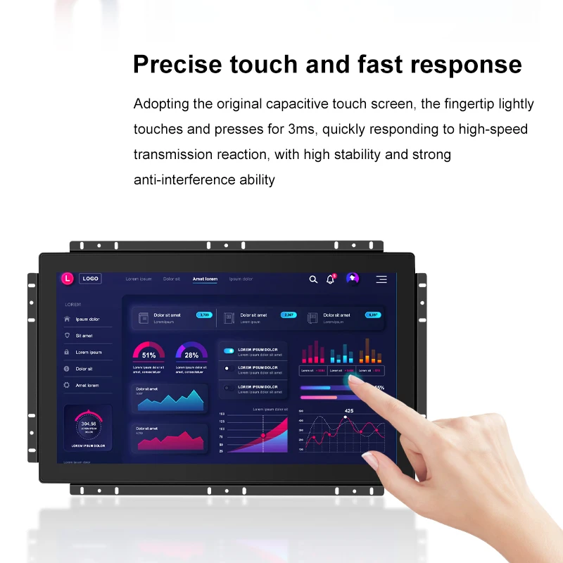 جزءا لا يتجزأ من 21.5 "3.8" 27 بوصة بالسعة اللمس LCD شاشة تعمل باللمس لوحة مسطحة تفاعلية مع واجهة DVI للخزانة #4