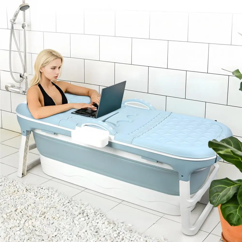 

Foldable Bathtub, 50/46 Inch Portable Bathtub For Adult With Storage Basket, Thickened Freestanding Surround Collapsible Bathtub
