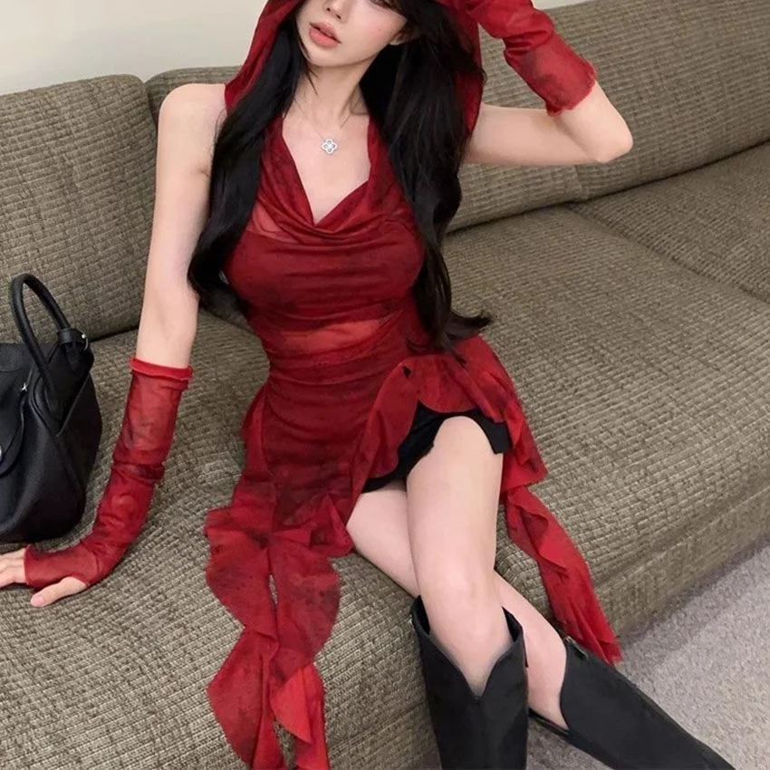 

Detachable Sleeve T-Shirt Women T Shirts Slim Spring Feminina Ruffle Waist Shaper Balletcore Layered Outfits Ladygirlish Style