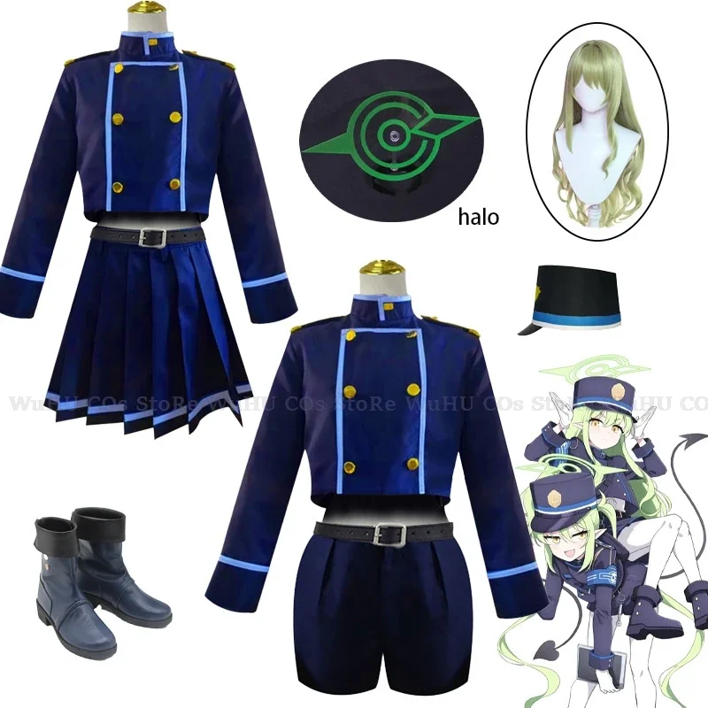 

Game Blue Archive Railway Academy New Student Lovely Uniform Cosplay Costume Halo Wig Women Halloween Carnival Party Role Play