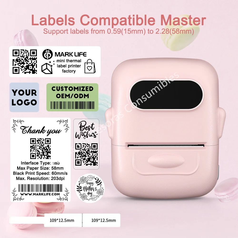 Thermal Label Printer P50 No Ink Printing Bluetooth Mini Portable Printer Similar as Niimbot B21 Labeling Machine or 10PK Labels