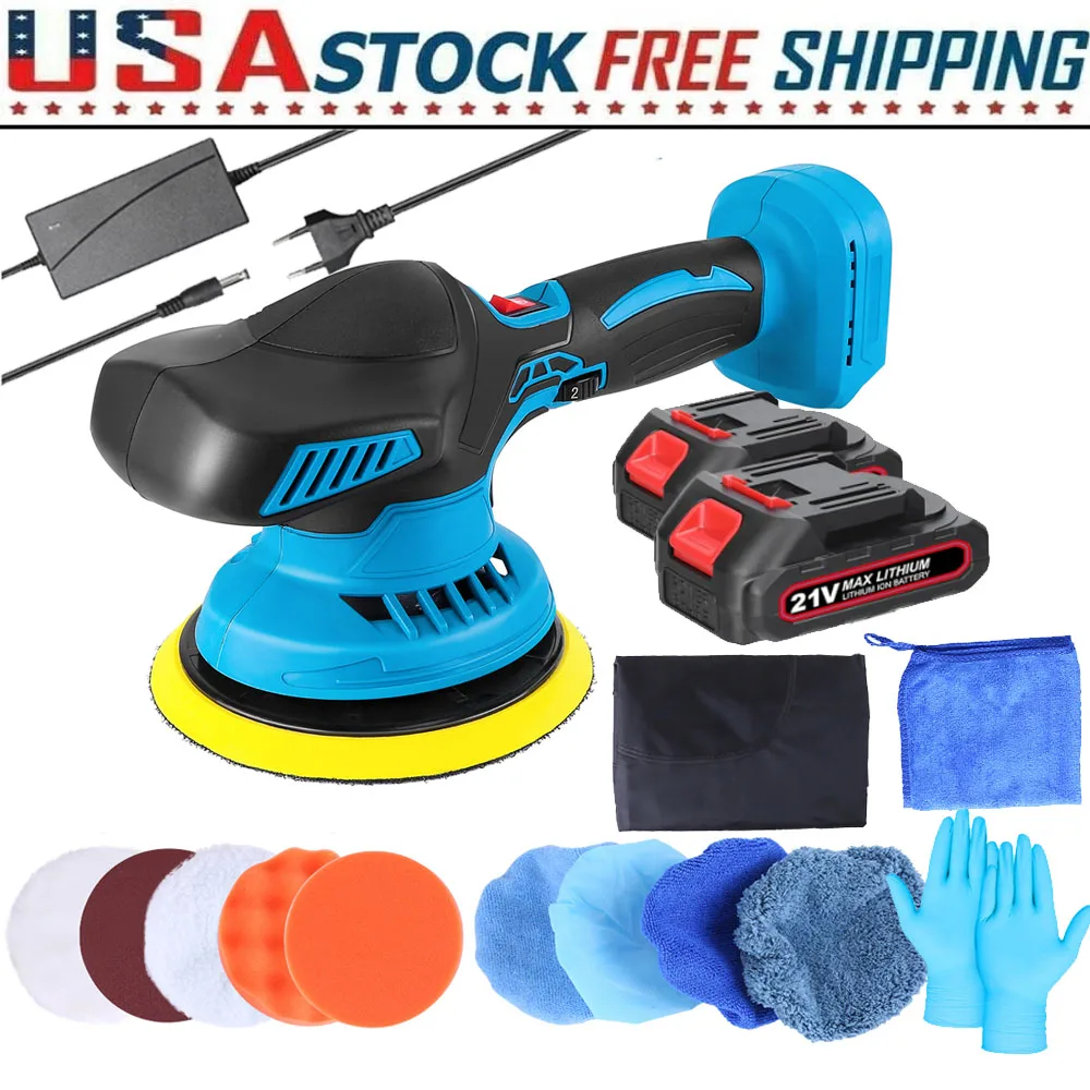 

New Cordless Car Buffer Polisher 6 Speed Adjustable With 2 12V Batteries Powerful Portable Orbital Polisher For Household Cleaning Metal Polishing Wood Sanding And Rust Removal