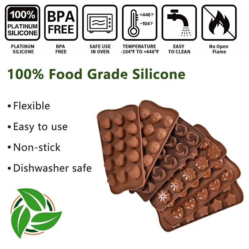 5-8PCS/set Silicone Chocolate Molds, Non-Stick Candy Molds for Making Bite Size Chocolates, Candies, Truffles, Gummies, Jelly - view 2