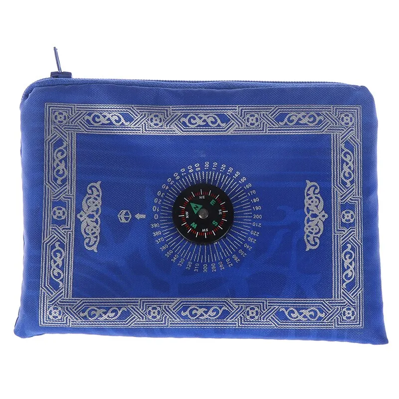 Muslim Prayer Rug Polyester Portable Braided Mats Simply Print with Compass In Pouch Travel Home Mat Blanket 100*60cm 5 Color