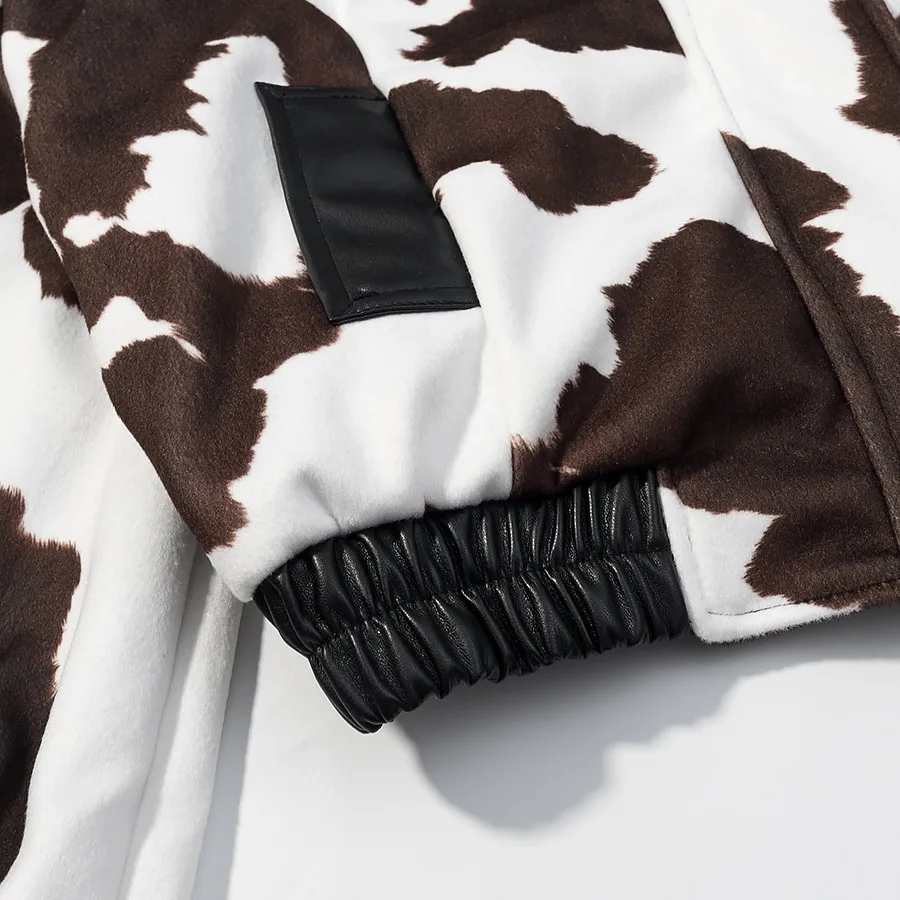 Damska kurtka w stylu europejskim i amerykańskim na wiosnę i jesień, krótki fason, styl amerykański streetwear, z elementami ze skóry PU.