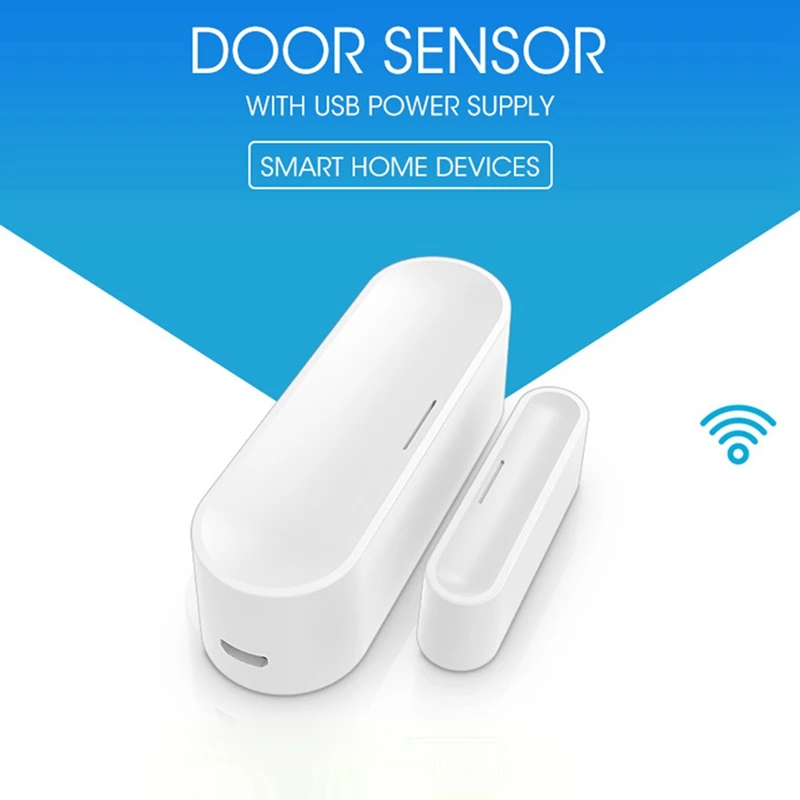 Tuya Smart Door Window Sensor Wifi Smart Home Wireless Door Detectors USB Open/Close APP Remote Alarm