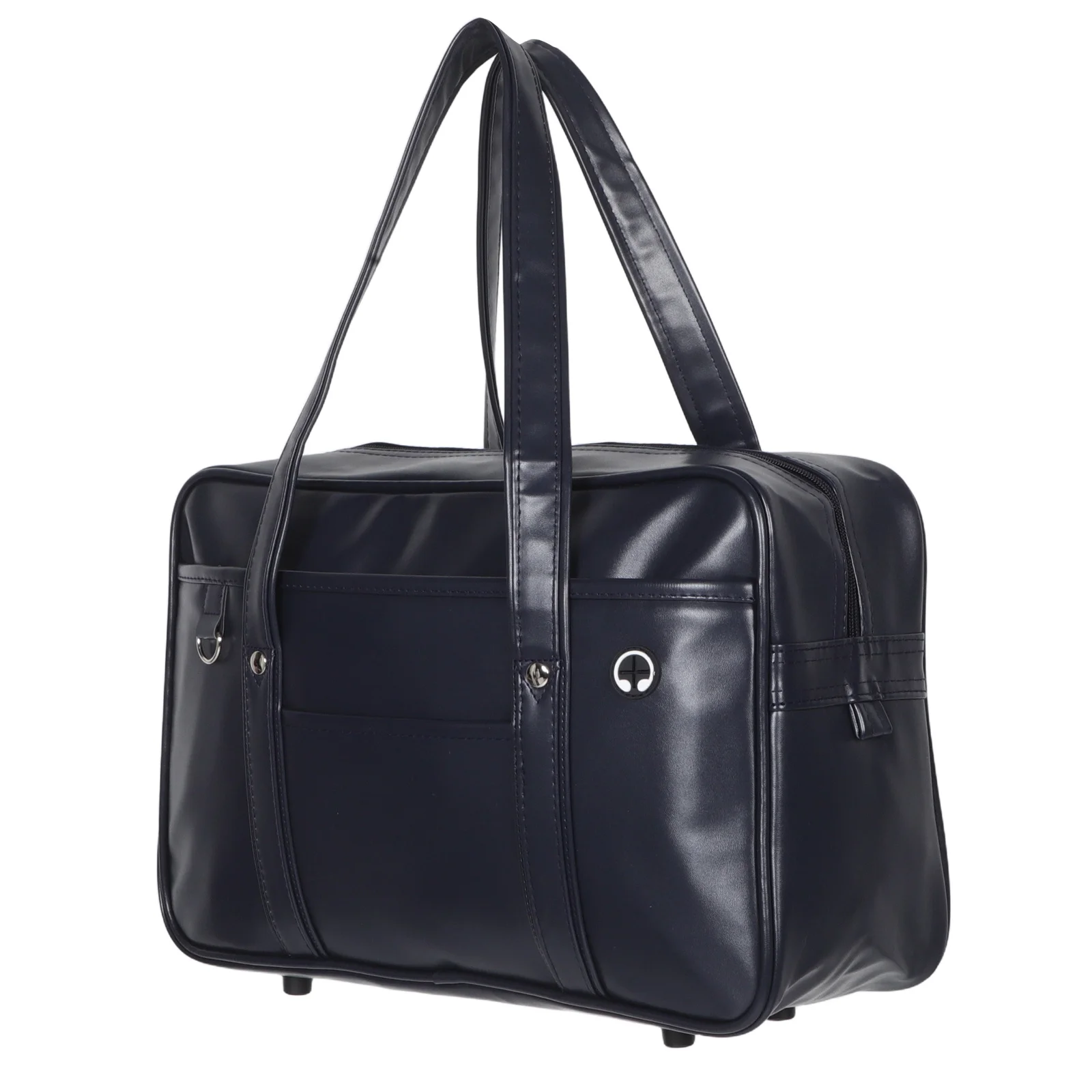 PU Waterproof Laptop School Bag Large Capacity Single Shoulder Tote Lightweight Earphone Hole Office Business Travel Messenger