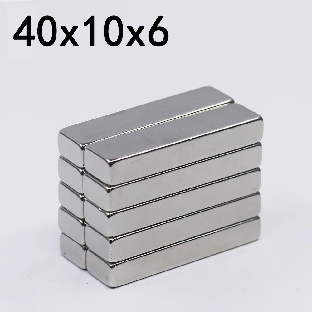 

1/2/5/10Pcs 40x10x6 Neodymium Magnet 40mm x 10mm x6mm N35 NdFeB Block Super Powerful Strong Permanent Magnetic imanes