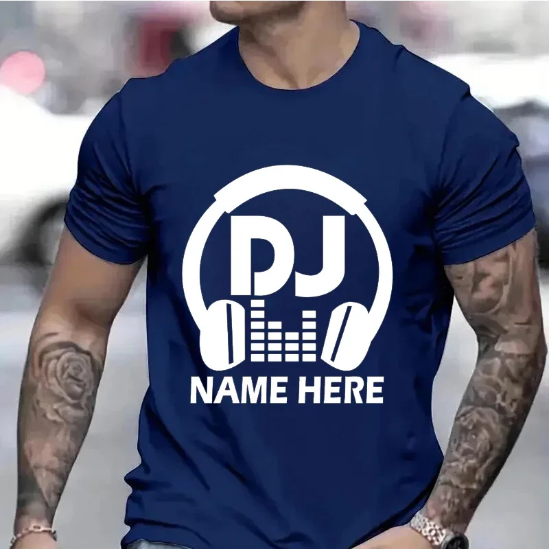 T-shirts for Men Personalised Custom DJ Music Headphones T-shirt Singing Club Singer Birthday Gift Tshirts DIY Unisex Tee Top