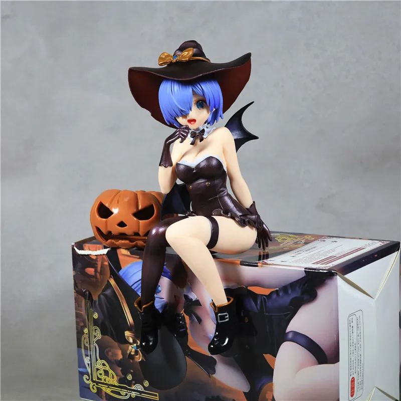 En Existencia: Figura de Anime de Rem de Re:Zero, Noche Mágica de Halloween, Enchantress, 18 cm, Decoración de Escritorio, Regalos, Calabaza que Emite Luz