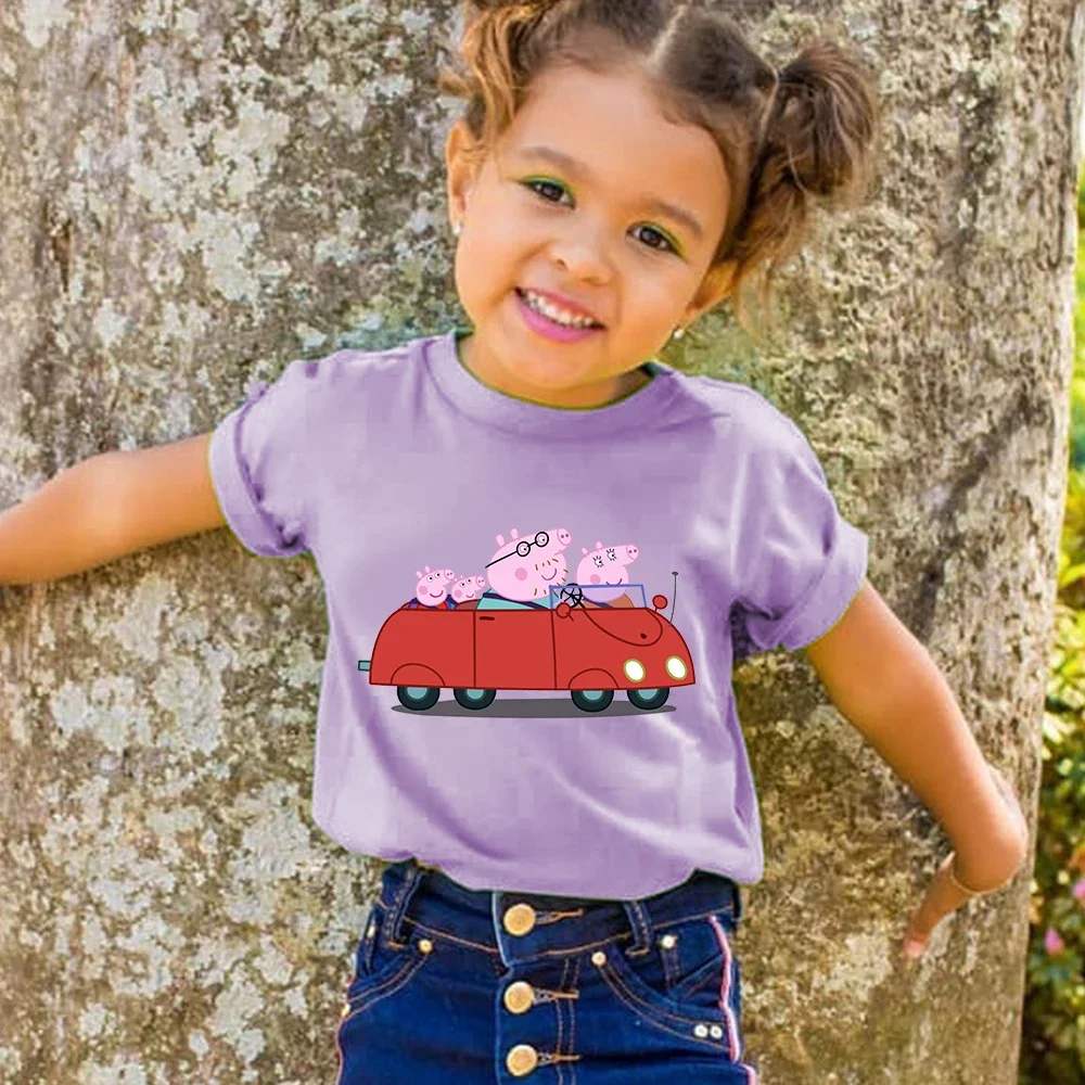 Kids T-shirt Clothes Peppa Pigs Girl Boy Short Sleeve Summer Tee Clothes Tops Cartoon Printing Children Shirt Birthday Gift