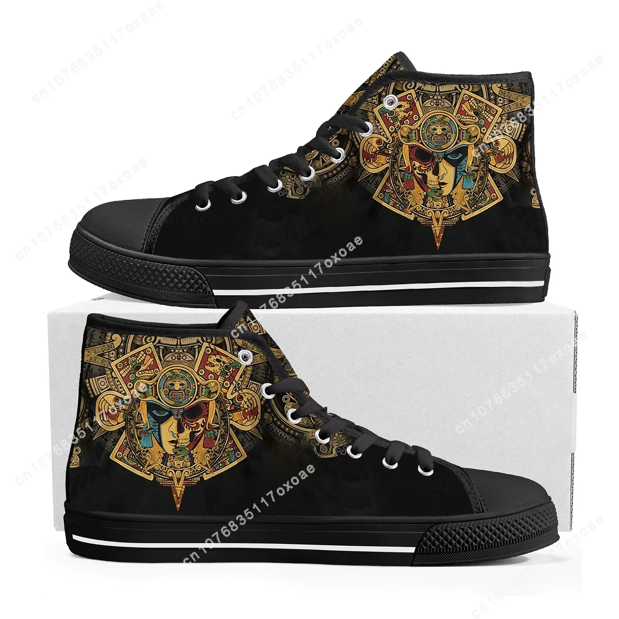 Mexican Aztec Quetzon High Top Sneakers Mens Womens High Quality Canvas Sneaker couple Casual Shoe Customize Shoes