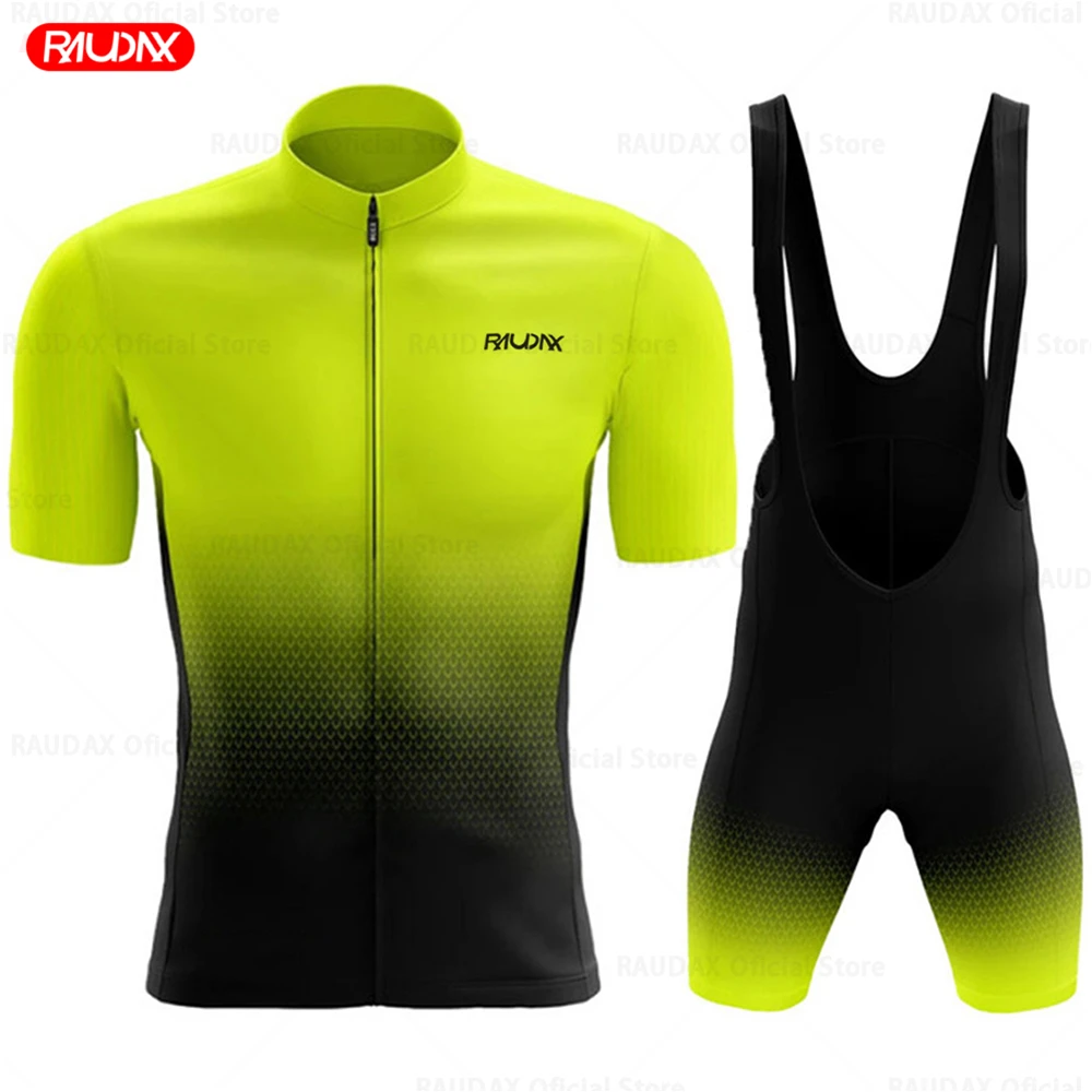 Raudax Cycling Set Man Cycling Jersey Short Sleeve Bicycle Cycling Clothing Kit Mtb Bike Wear Triathlon Suits Maillot Ciclismo