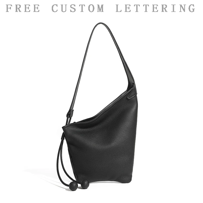 

Genuine leather croissant 2025 new niche design top layer cowhide slack and irregular simple women's one-shoulder crossbody bag