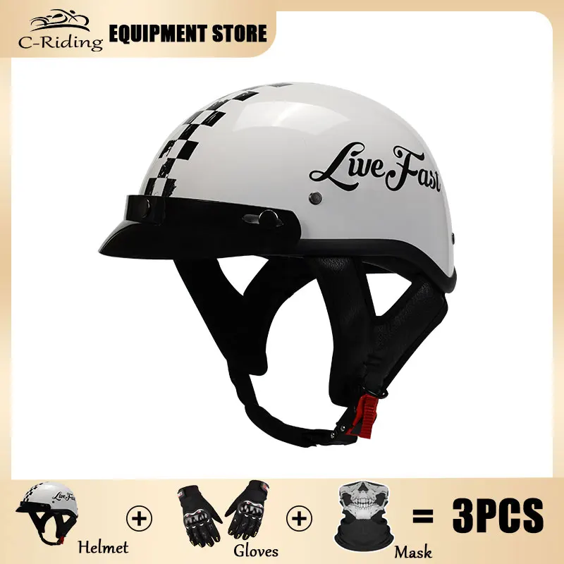 

Unisex Retro Vintage Helmets For Motorcycle Cycling Safety Helmet Half Face Helmet Ultralight Motorbike Helmet For Adult