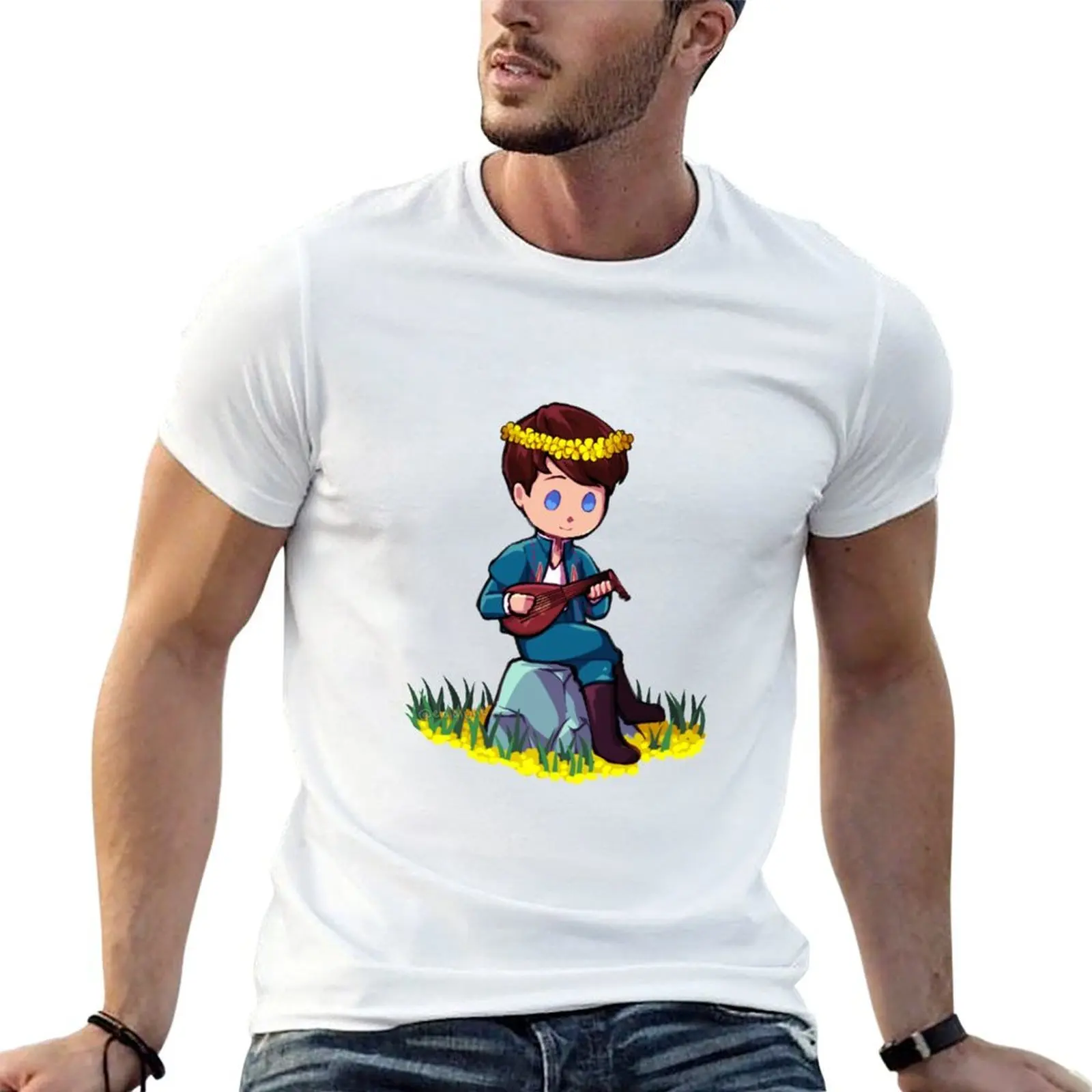 

Flower crown jaskier T-Shirt man t shirt summer anime tshirt T-Shirt