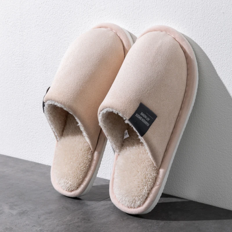 Winter Warme Slippers Mannen Huis Antislip Zachte Schoenen Comfortabele Platte Hak Thuis Indoor Slaapkamer Pluche Slippers Slaapkamer Vrouwelijke schoenen