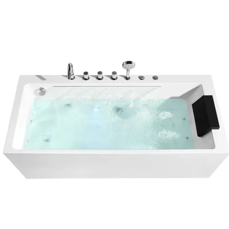 

Wholesale Acrylic Whirlpool Freestanding Bathtubs Square Waterfall Massage Hot Tubs with Pillow