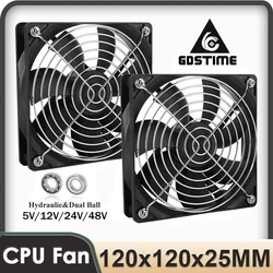Gdstime120x120x25mm Cooler Axial Fan With Grill 5V 12V 24V 48V Excellent Ventilation 12cm fan For PSU Cabinet Server Workstation